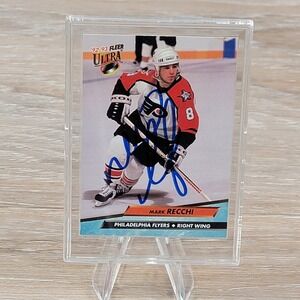 Mark Recchi Autographed 1992 93 Fleer Ultra Philadelphia Flyers Hockey Card
